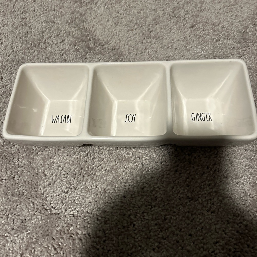Rae Dunn WASABI SOY GINGER Sushi Condiment Food Tray Chinese Japanese Asian